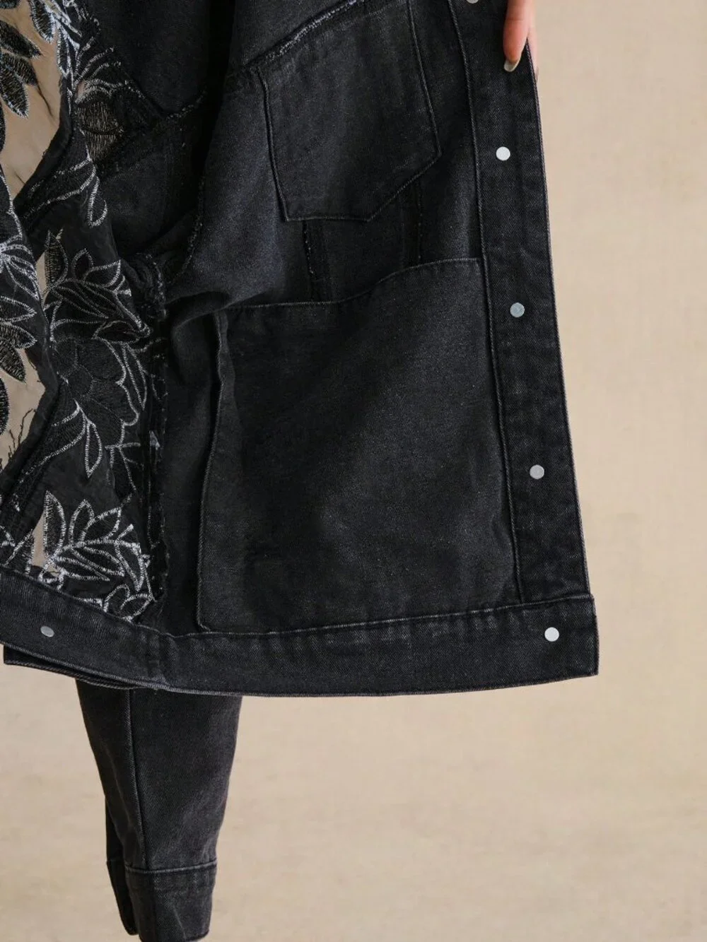 Black Casual Women's Elegant Sexy Lace Long Sleeve Blouse & Jeans